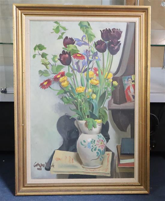 § William Crosbie (1915-1999) Spring flowers in a vase 29.5 x 19.5in.